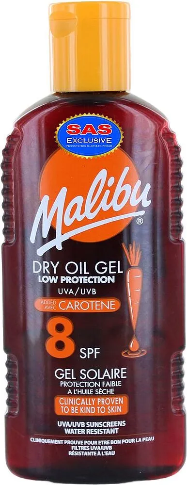 Արևապաշտպան յուղ գել «Malibu Dry Oil Gel 8SPF» 200մլ
