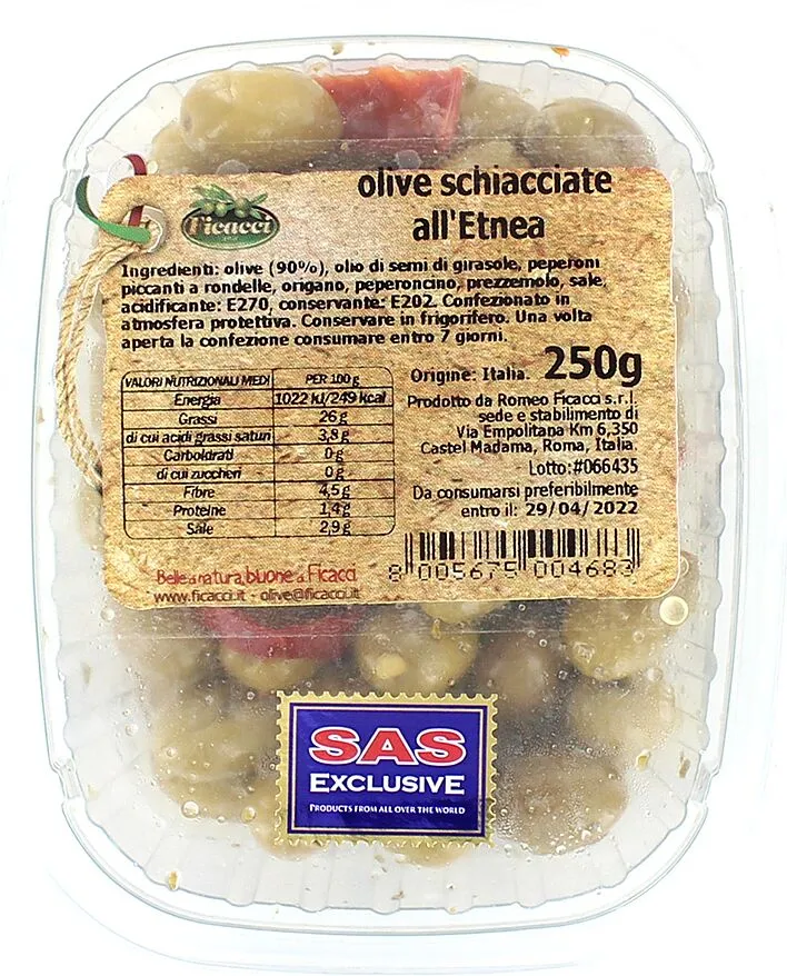 Green olives with pit "Ficacci" 250g