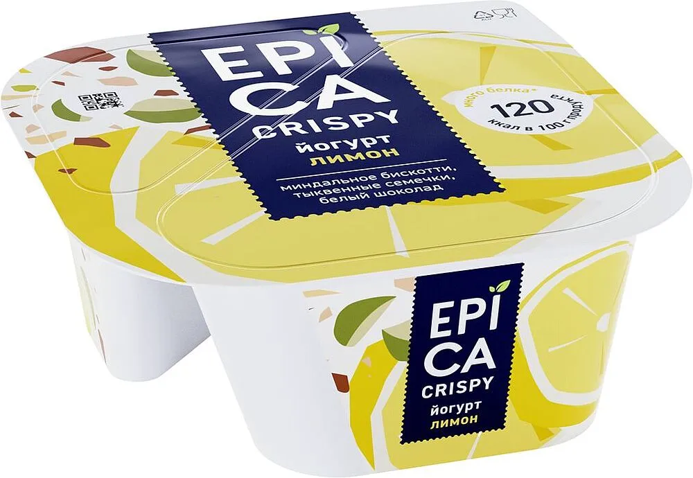 Lemon yoghurt "Epica Crispy" 140g, richness: 8.6%
