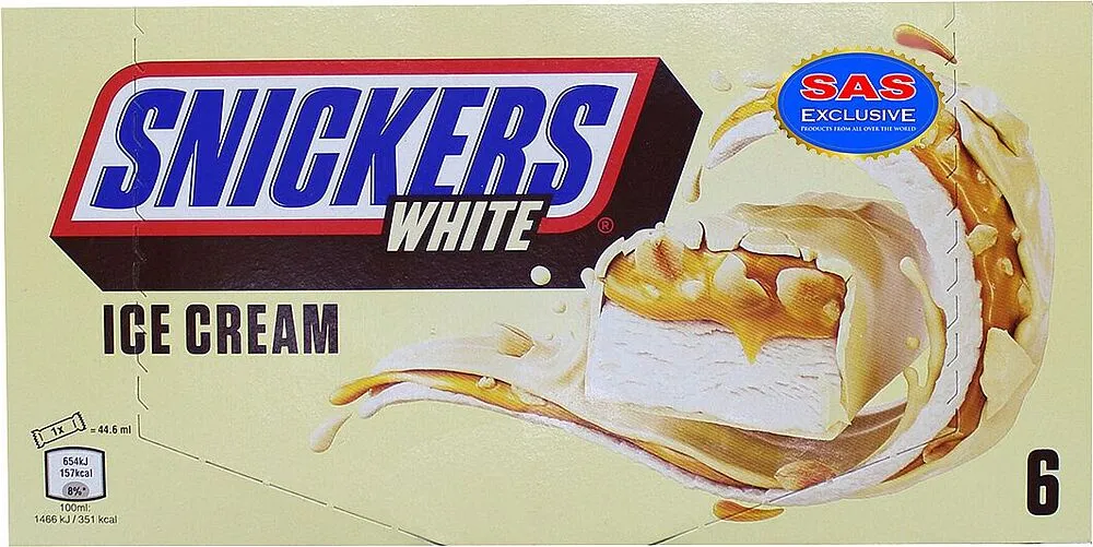 Պաղպաղակ կաթնային «Snickers White» 6*40.8գ
