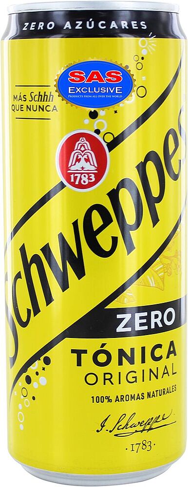 Refreshing carbonated drink "Schweppes Zero Tonica Original" 0.33l
