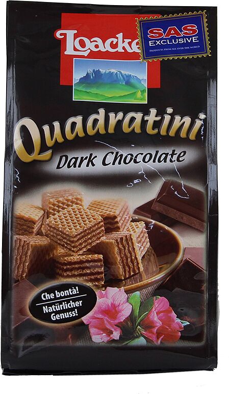Wafer with dark chocolate filling "Loacker Quadratini Dark Chocolate" 125g
