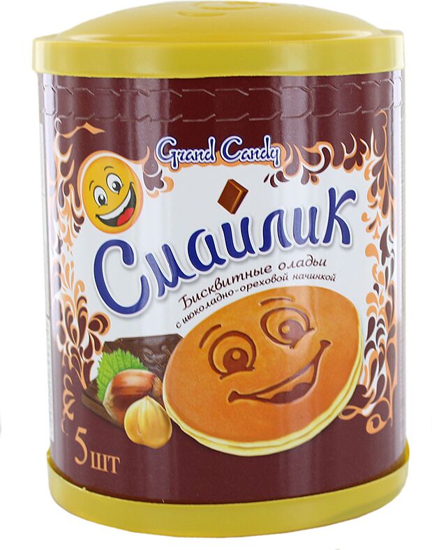 Бисквитные оладьи с шоколадно-ореховой начинкой "Grand Candy Smaylik" 200г
